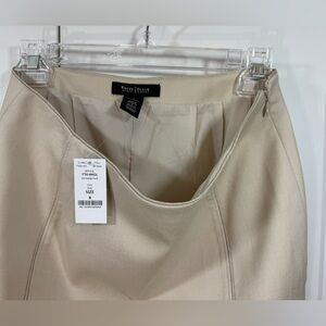 WHBM classic Pencil Skirt lined. Form fitted Knee-Length in tan with back slit